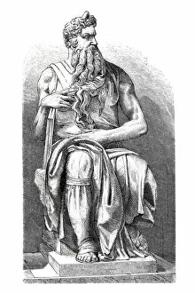 Michelangelo, Ten Commandments, Illustration and Painting, Prophet, Moses