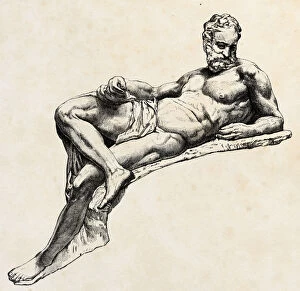 Michelangelo. Tomb of Giuliano de Medici, Engraving