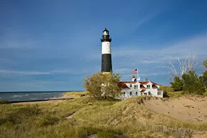 Michigan Lake shore with Big Sable Point Lighthouse, Ludington, Mason County, Michigan