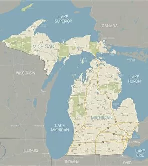Images Dated 2nd October 2018: Michigan Map