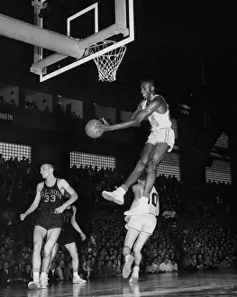 Prints of American basketball player Johnny Green, of Michigan State Spartans, in action against Illinois Fighting Illini players, at Jenison Fieldhouse in East Lansing, Michigan, 9th February 1957 Courtside Vibes: Stunning Basketball Prints: Michigan State Spartans V Illinois Fighting Illini