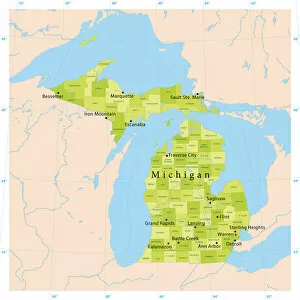 Images Dated 16th May 2018: Michigan Vector Map