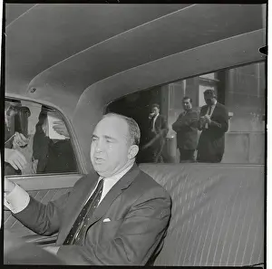 Mickey Cohen in Back of Car