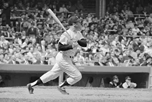 Mickey Mantle in Action to Hit Ball