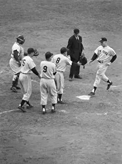 Mickey Mantle Arriving At Home Plate