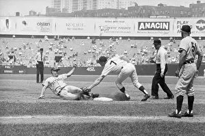 Mickey Mantle in Baseball Action at First Base