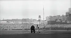 Mickey Mantle At Bat Facing Bob Feller