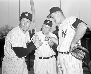 Mickey Mantle with Casey Stengel and Deron Johnson
