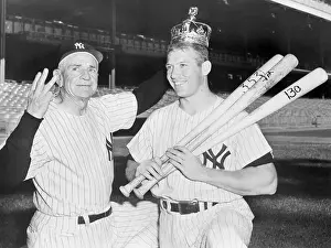 Mickey Mantle in Crown with Casey Stengel