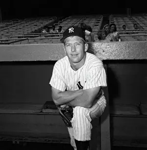 Mickey Mantle In Dugout In 1958