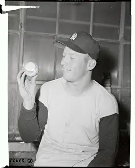 Mickey Mantle Hitting a Triple