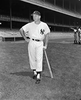 Mickey Mantle Leaning On Bat