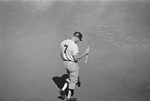 Mickey Mantle Leaving Plate with Bat in His Hand