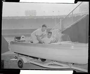 Mickey Mantle and Bill Moose Skowron in Boat