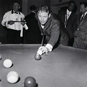 Mickey Mantle Playing Billiards