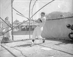Mickey Mantle Practicing in Cage