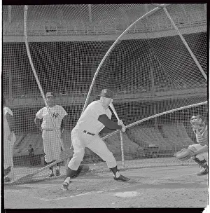 Mickey Mantle Practicing Hits