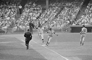 Mickey Mantle and Ray Herbert in Baseball Action
