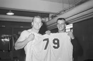 Mickey Mantle and Roger Maris Holding Jersey