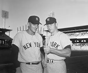 Mickey Mantle and Roger Maris Standing on Field