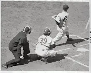 Mickey Mantle and Roy Campanella in Position to Play Baseball