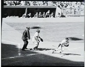 Mickey Mantle Runs To Base After Single