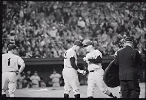 Mickey Mantle Shaking Hand with Roger Maris