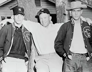 Mickey Mantle Sitting with Brothers Roy and Ray