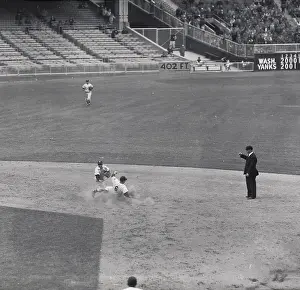 Mickey Mantle Sliding into Base