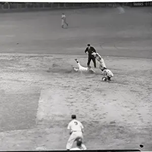 Mickey Mantle Sliding into Second