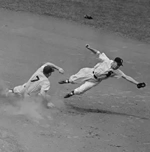 Mickey Mantle Stealing Second Base
