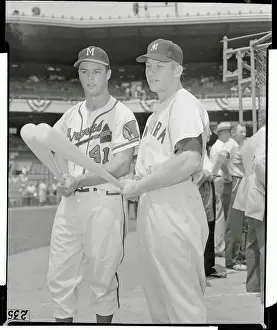 Mickey Mantle Talking to Ed Mathews