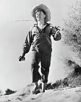 Mickey Rooney Strolling Barefoot
