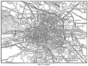 Images Dated 24th January 2017: Mid-nineteenth century map of Dublin, Ireland