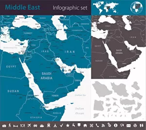 Images Dated 26th August 2017: Middle East - Infographic map - illustration