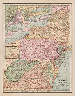 Images Dated 15th February 2017: Middle states map 1898