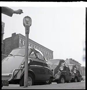 Parking Prints: Midget Bmw Isettas; Three In Parking Spa