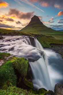 Images Dated 15th June 2014: Midnight sun ambiance at Kirkjufell waterfall