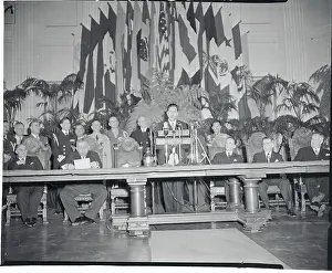 Miguel Aleman Speaking to Pan American Union