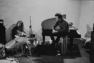 Prints of MEMPHIS - DECEMBER 20: Guitarist Mike Bloomfield rehearses with Janis joplin and her new backing band the Kozmic Blues Band at the Stax Records sutio on December 20, 1968 in Memphis Tennessee Classic Prints of Iconic Janis Joplin: Mike Bloomfield And Janis Joplin