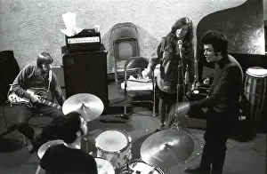 Prints of MEMPHIS - DECEMBER 20: Guitarist Mike Bloomfield rehearses with Janis Joplin and her new backing band the Kozmic Blues Band at the Stax Records studio on December 20, 1968 in Memphis Tennessee Classic Prints of Iconic Janis Joplin: Mike Bloomfield And Janis Joplin