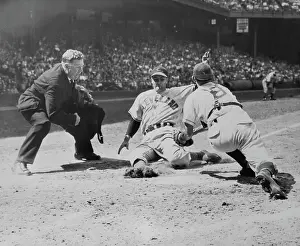Mike Guerra Tagging Lou Boudreau