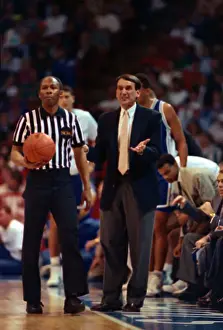 Sideline Prints: Mike Krzyzewski Pleading for Help from Sideline