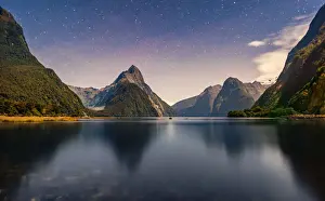 Milford sound scenic night view