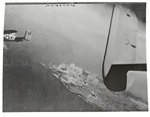 Aerodynamics Prints: Military Airplane over Island