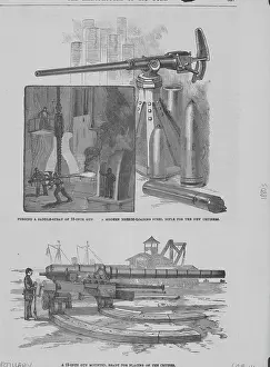 Prints of Engraved sketches of large-scale military artillery including a saddle strap, 10 inch gun. (Photo by Frederic Lewis/Archive Photos/Getty Images) Urban Echoes of America’s Golden Age: Military Artillery