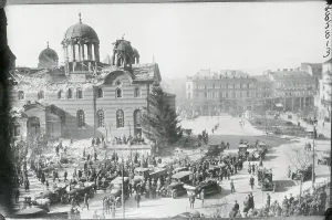 Sofia Prints: Military Funeral Scene Outside Bulgarian Church