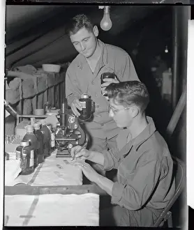 Medical Research Prints: Military Laboratory Technicians Analyzing Blood