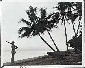 Hawaii Prints: Military Man on Beach