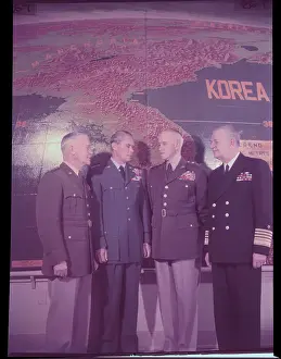 Vandenberg Prints: Military Officers Posing by Large Map